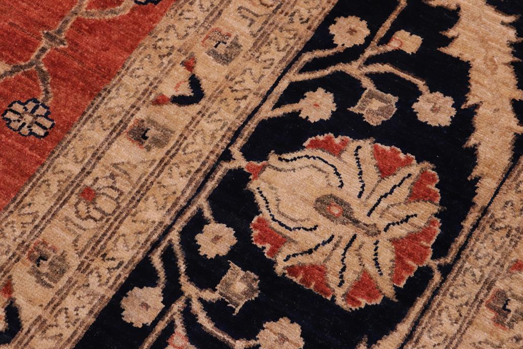 handmade Traditional Kafkaz Chobi Ziegler Rust Drk. Blue Hand Knotted RECTANGLE 100% WOOL area rug 10 x 14