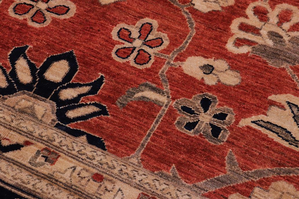 handmade Traditional Kafkaz Chobi Ziegler Rust Drk. Blue Hand Knotted RECTANGLE 100% WOOL area rug 10 x 14