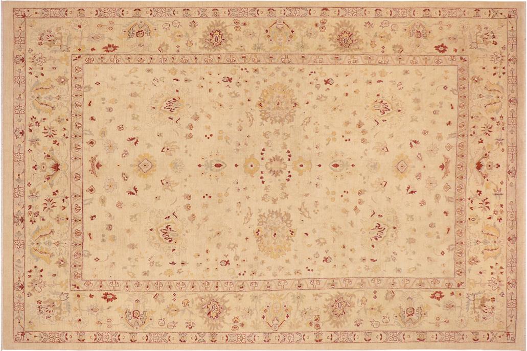 handmade Traditional Kafkaz Chobi Ziegler Beige Gold Hand Knotted RECTANGLE 100% WOOL area rug 10 x 15