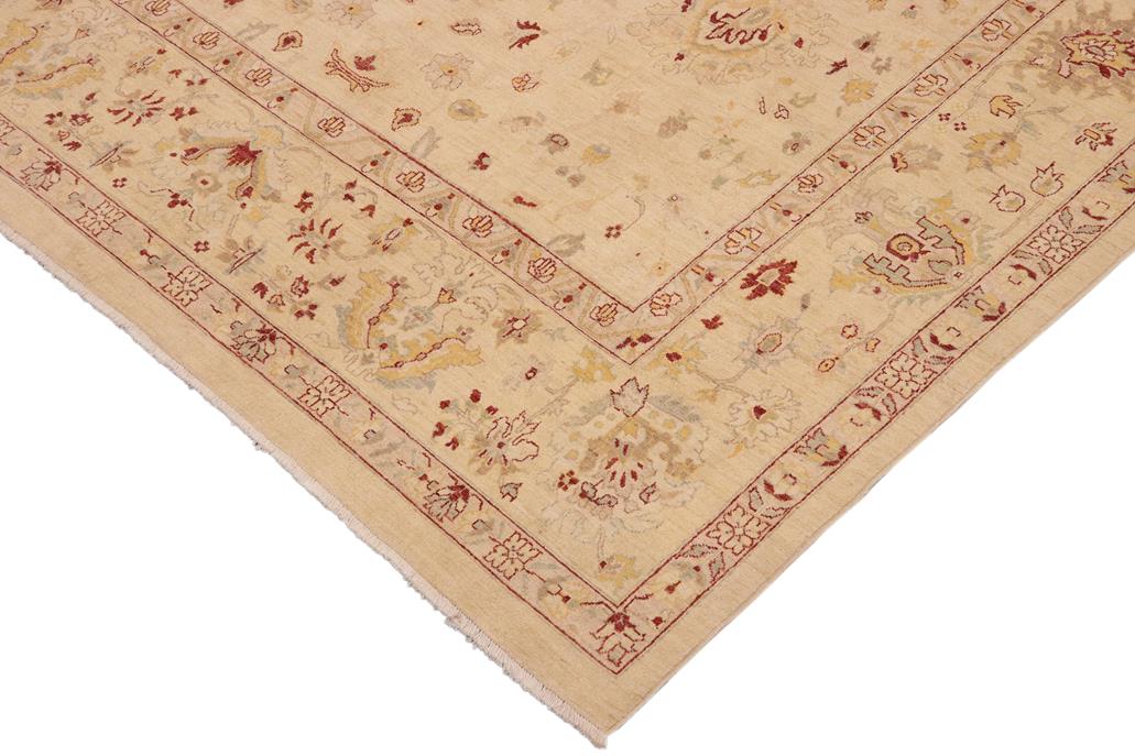 handmade Traditional Kafkaz Chobi Ziegler Beige Gold Hand Knotted RECTANGLE 100% WOOL area rug 10 x 15