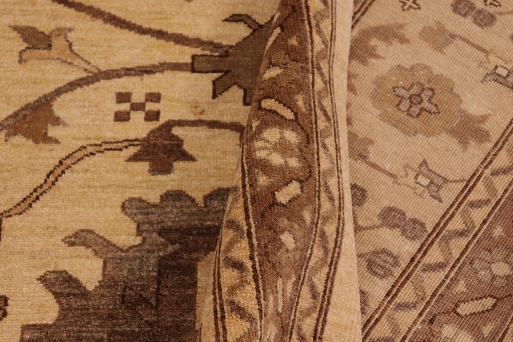 handmade Traditional Kafkaz Chobi Ziegler Beige Tan Hand Knotted RECTANGLE 100% WOOL area rug 10 x 14