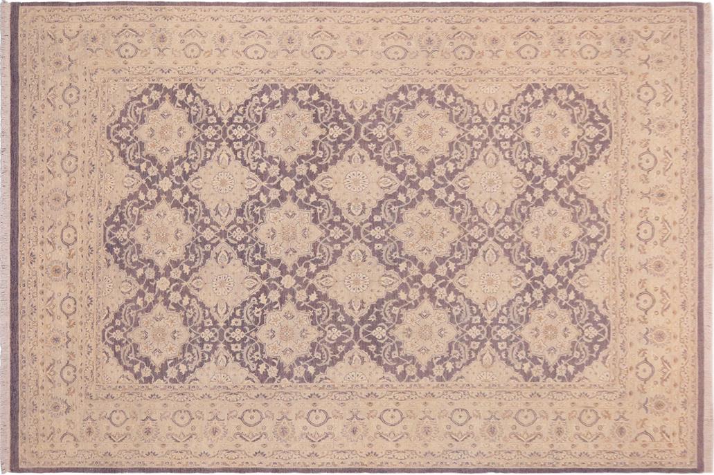 handmade Transitional Kafkaz Chobi Ziegler Purple Gray Hand Knotted RECTANGLE WOOL&SILK area rug 10 x 14