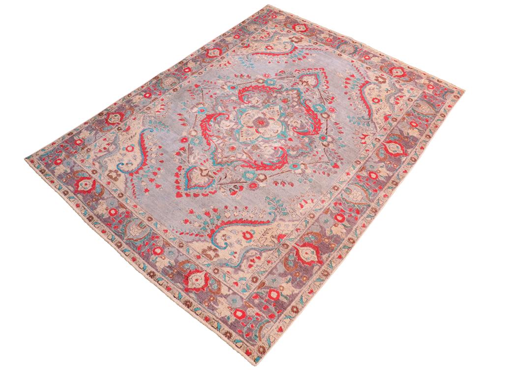 handmade Vintage Blue Purple Hand Knotted RECTANGLE 100% WOOL area rug 6x9