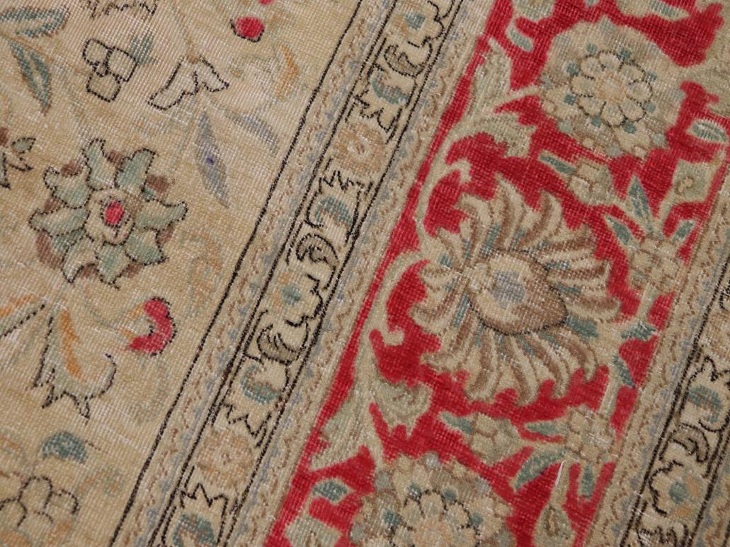 handmade Vintage Beige Pink Hand Knotted RECTANGLE 100% WOOL area rug 9x11