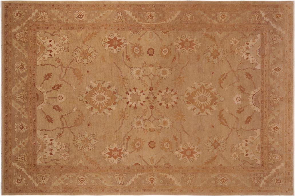 handmade Traditional Kafkaz Chobi Ziegler Tan Brown Hand Knotted RECTANGLE 100% WOOL area rug 10 x 14