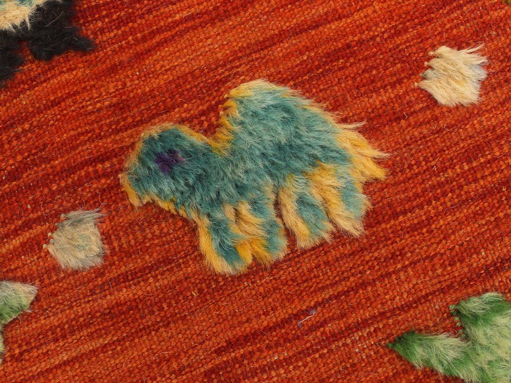 handmade Modern Moroccan Rust Blue Hand-Woven RECTANGLE 100% WOOL area rug 7 x 10