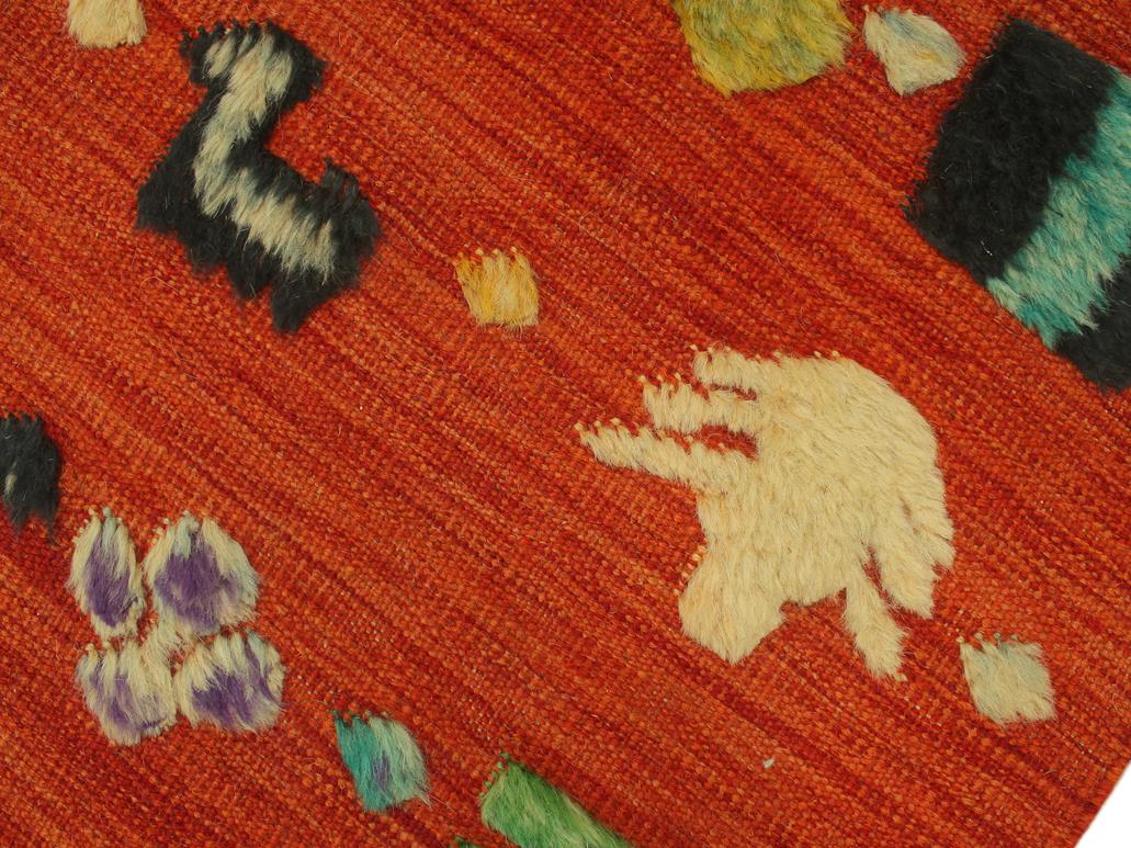 handmade Modern Moroccan Rust Blue Hand-Woven RECTANGLE 100% WOOL area rug 7 x 10