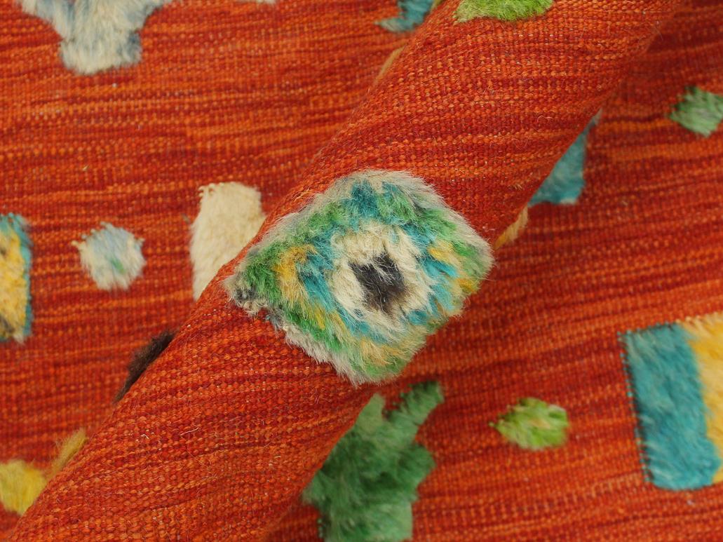 handmade Modern Moroccan Rust Blue Hand-Woven RECTANGLE 100% WOOL area rug 7 x 10