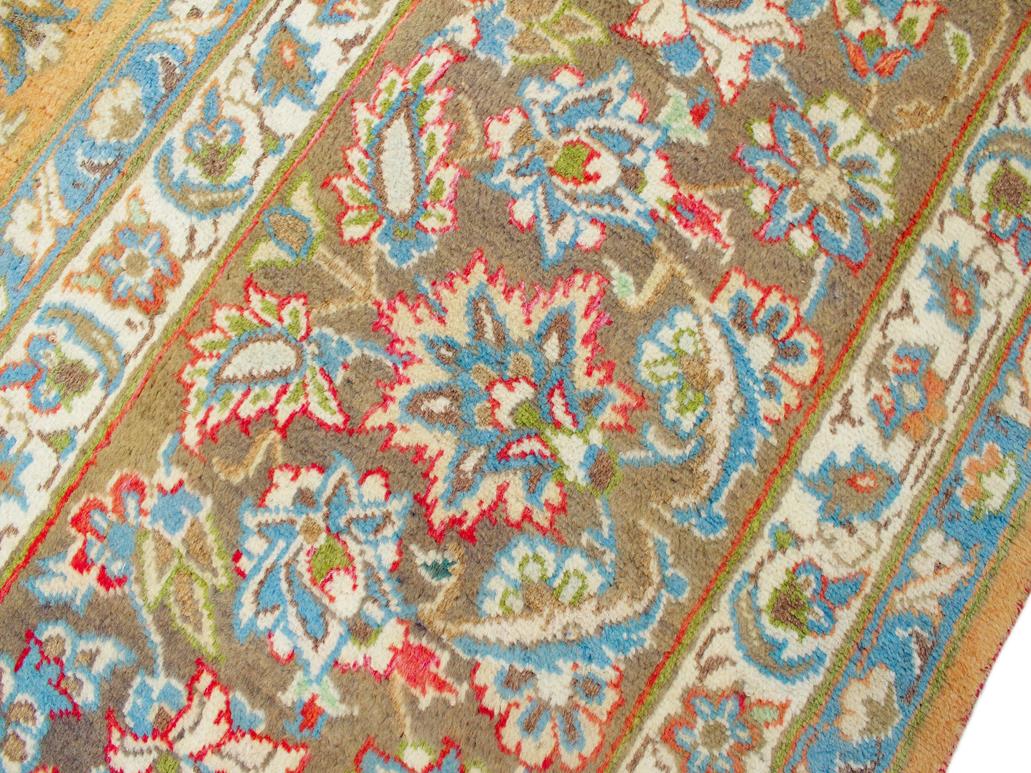 handmade Medallion, Traditional Kashan Orange Brown Hand Knotted RECTANGLE 100% WOOL area rug 10x13