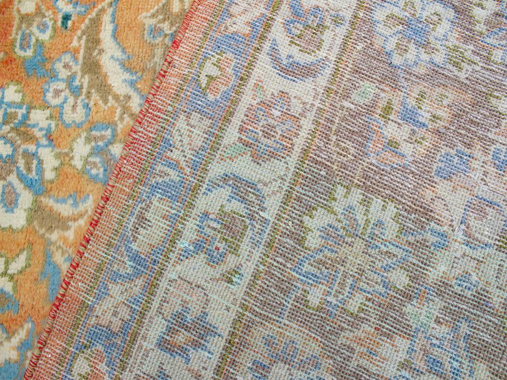 handmade Medallion, Traditional Kashan Orange Brown Hand Knotted RECTANGLE 100% WOOL area rug 10x13