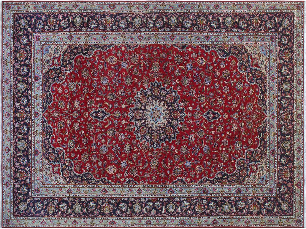 handmade Medallion, Traditional Kashan Red Purple Hand Knotted RECTANGLE 100% WOOL area rug 10x14