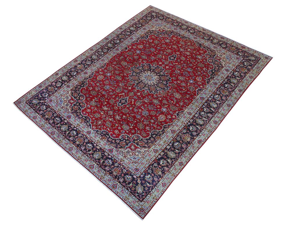 handmade Medallion, Traditional Kashan Red Purple Hand Knotted RECTANGLE 100% WOOL area rug 10x14