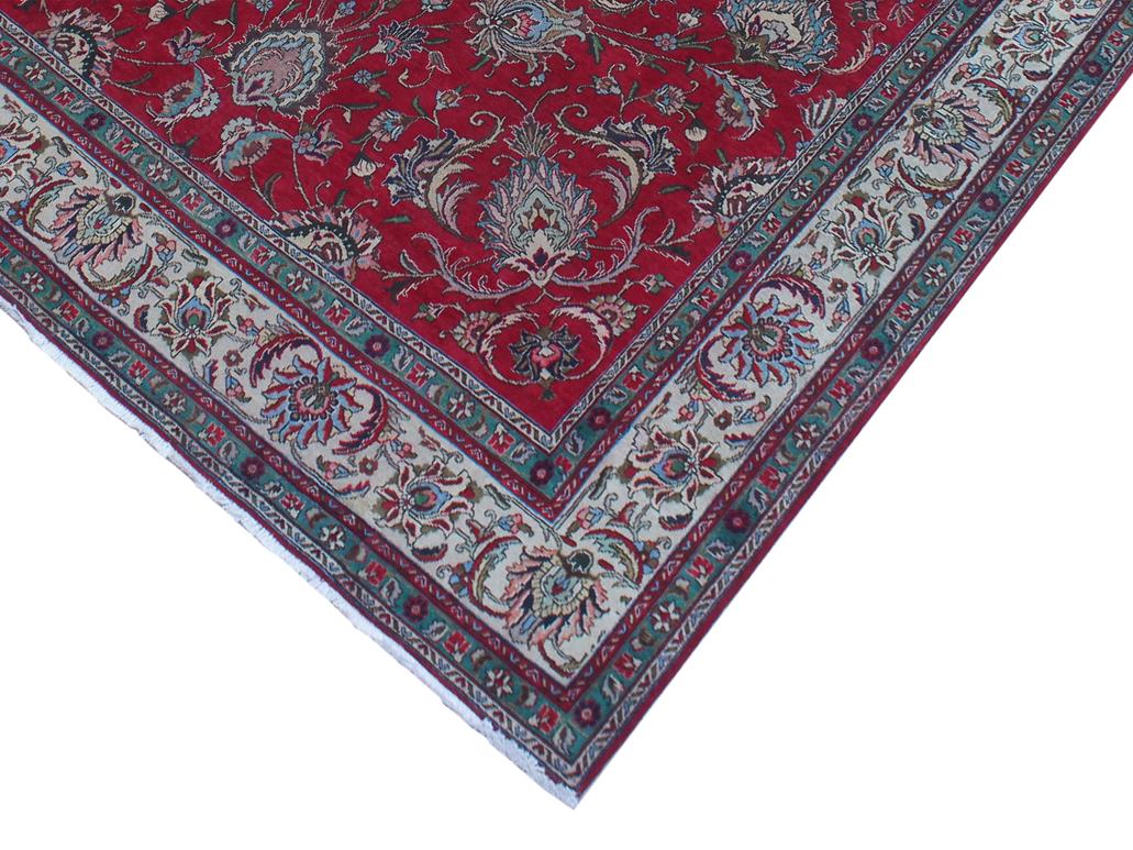 handmade Traditional Tabriz Red Beige Hand Knotted RECTANGLE 100% WOOL area rug 10x13