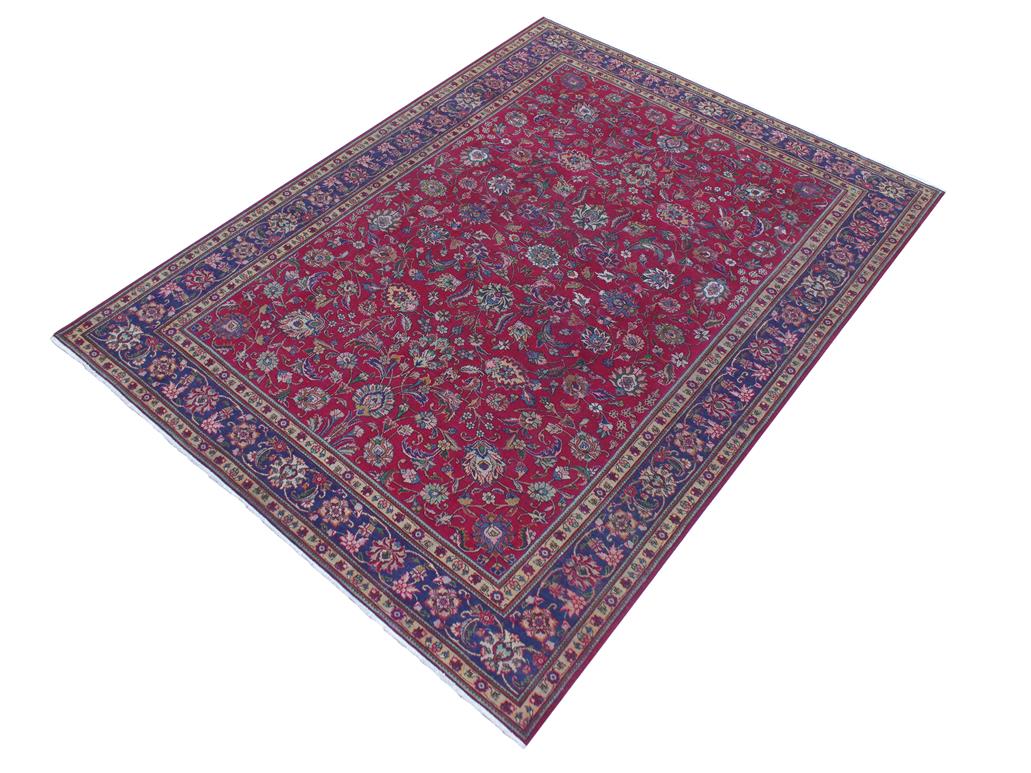 handmade Traditional Kashan Red Blue Hand Knotted RECTANGLE 100% WOOL area rug 9x13