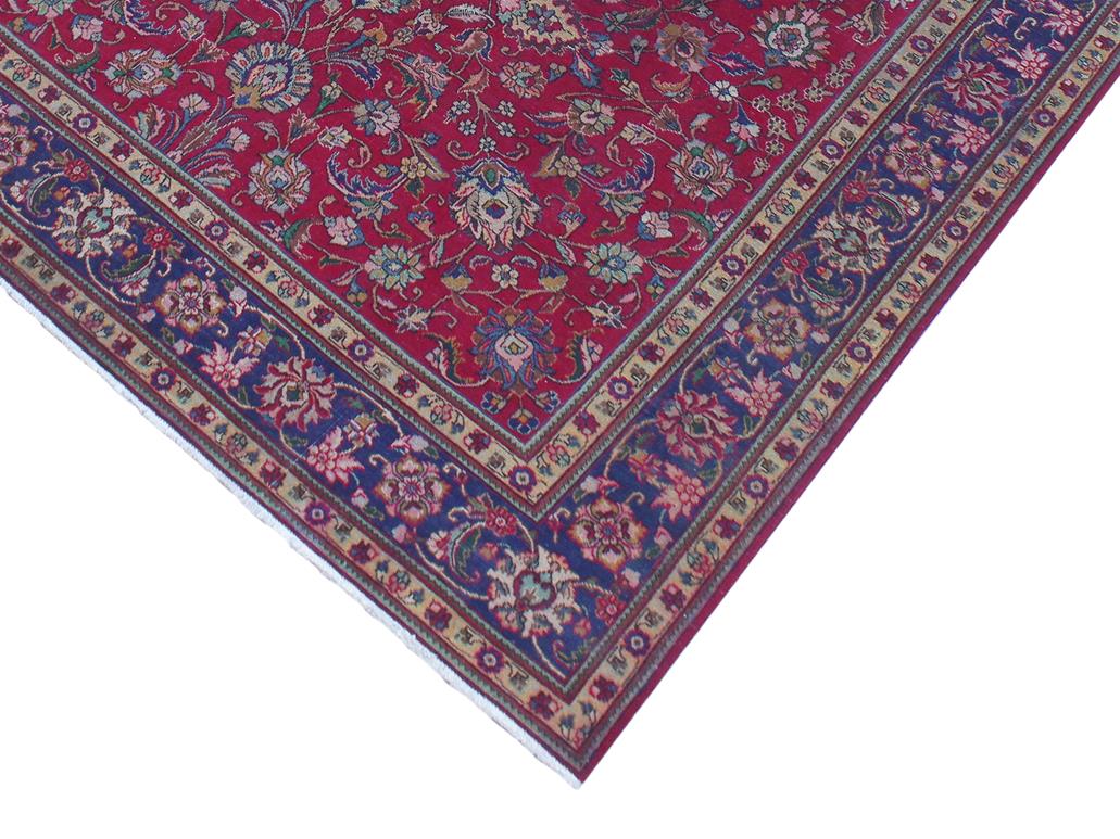 handmade Traditional Kashan Red Blue Hand Knotted RECTANGLE 100% WOOL area rug 9x13