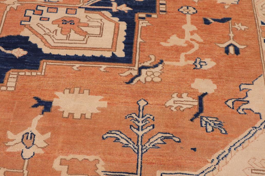 handmade Geometric Heriz Orange Blue Hand Knotted RECTANGLE 100% WOOL area rug 10 x 14