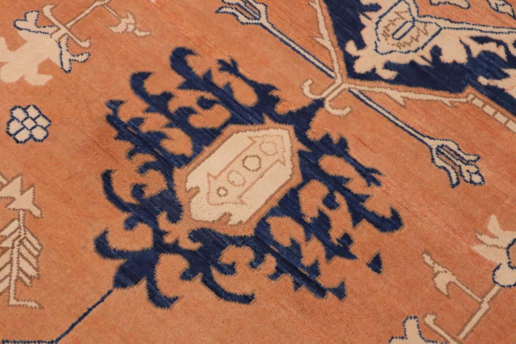 handmade Geometric Heriz Orange Blue Hand Knotted RECTANGLE 100% WOOL area rug 10 x 14