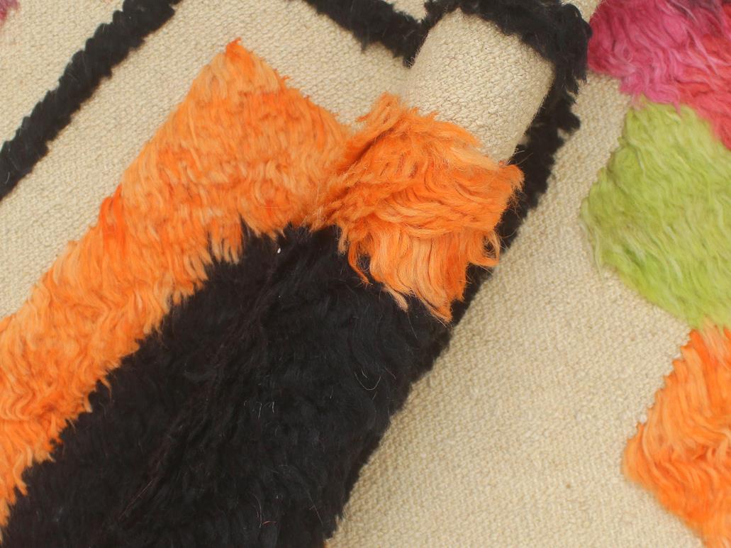 handmade Modern Moroccan Beige Orange Hand-Woven RECTANGLE 100% WOOL area rug 5 x 8