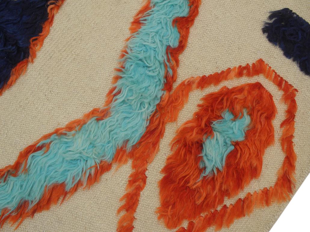 handmade Modern Moroccan Beige Rust Hand-Woven RECTANGLE 100% WOOL area rug 4 x 6