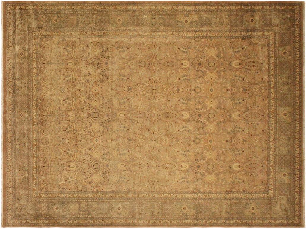 handmade Traditional  Lt. Brown Lt. Green Hand Knotted RECTANGLE 100% WOOL area rug 9x12