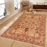 handmade Traditional Kafkaz Chobi Ziegler Tan Red Hand Knotted RECTANGLE 100% WOOL area rug 8 x 10