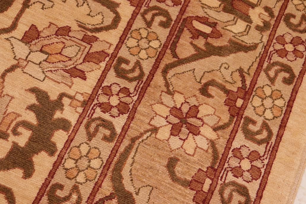 handmade Traditional Kafkaz Chobi Ziegler Tan Red Hand Knotted RECTANGLE 100% WOOL area rug 8 x 10