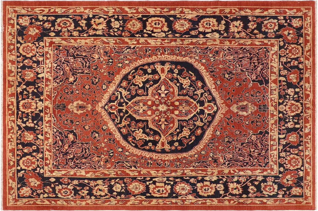 handmade Geometric Kafkaz Chobi Ziegler Rust Blue Hand Knotted RECTANGLE 100% WOOL area rug 8 x 9