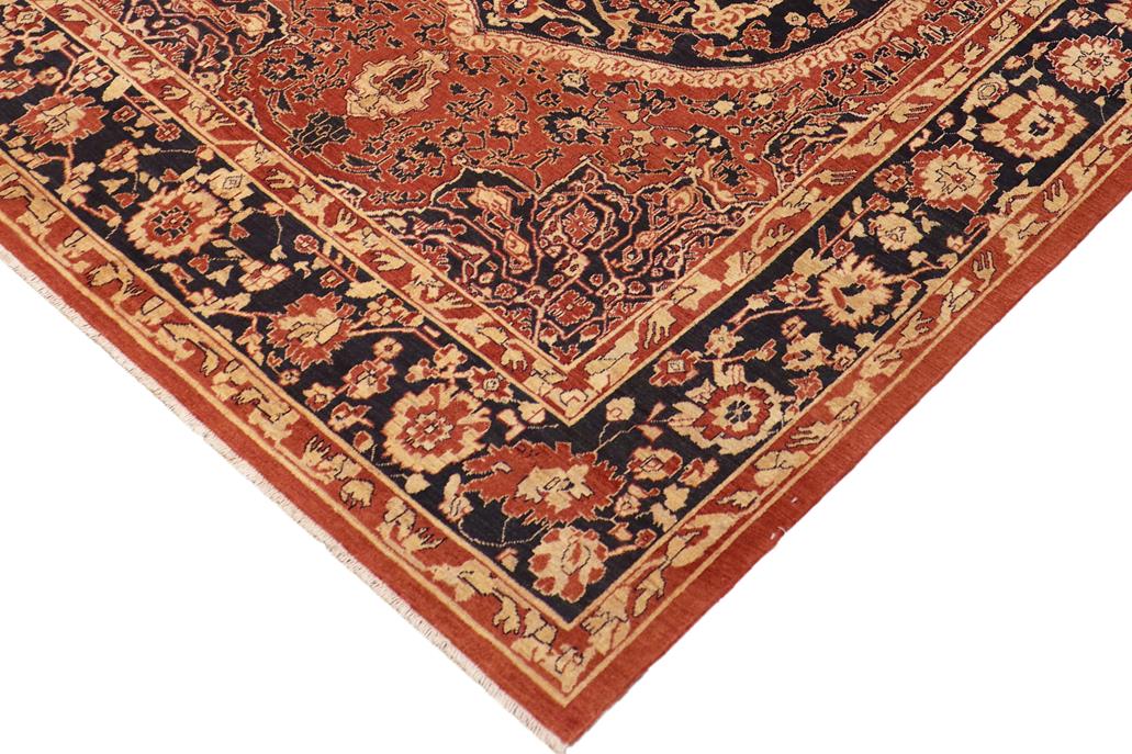 handmade Geometric Kafkaz Chobi Ziegler Rust Blue Hand Knotted RECTANGLE 100% WOOL area rug 8 x 9