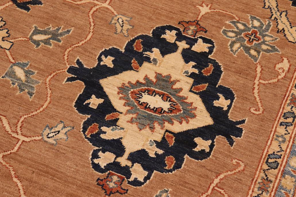 handmade Traditional Kafkaz Chobi Ziegler Lt. Brown Blue Hand Knotted RECTANGLE 100% WOOL area rug 8 x 10