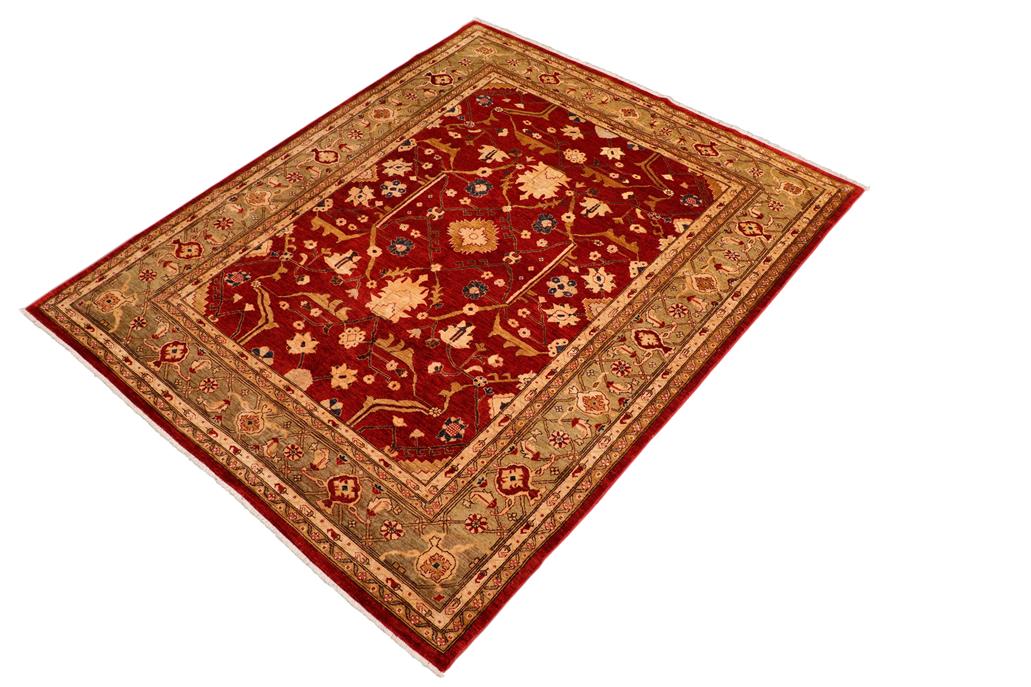 handmade Traditional Kafkaz Chobi Ziegler Red Green Hand Knotted RECTANGLE 100% WOOL area rug 8 x 10