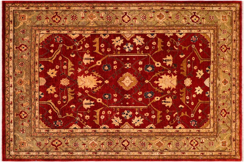 handmade Traditional Kafkaz Chobi Ziegler Red Green Hand Knotted RECTANGLE 100% WOOL area rug 8 x 10