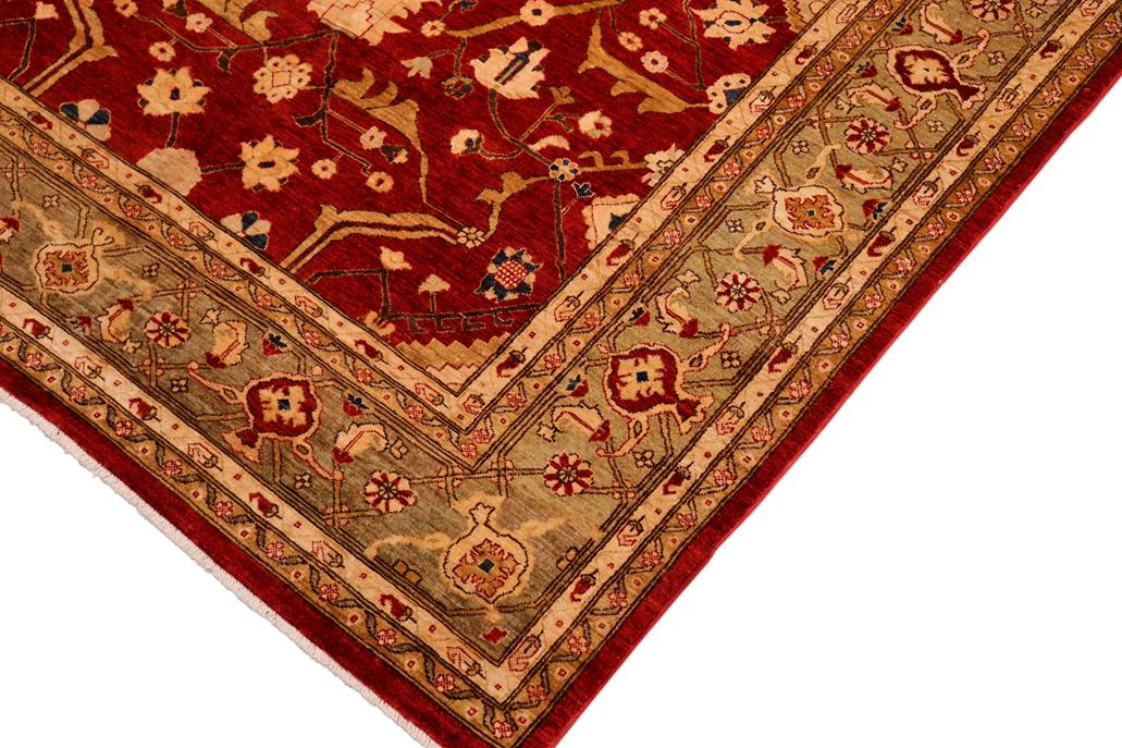 handmade Traditional Kafkaz Chobi Ziegler Red Green Hand Knotted RECTANGLE 100% WOOL area rug 8 x 10