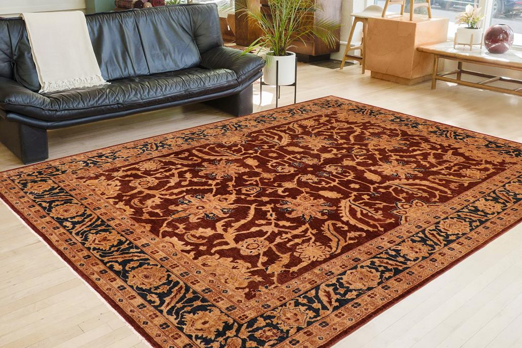 handmade Traditional Kafkaz Chobi Ziegler Brown Blue Hand Knotted RECTANGLE 100% WOOL area rug 8 x 11