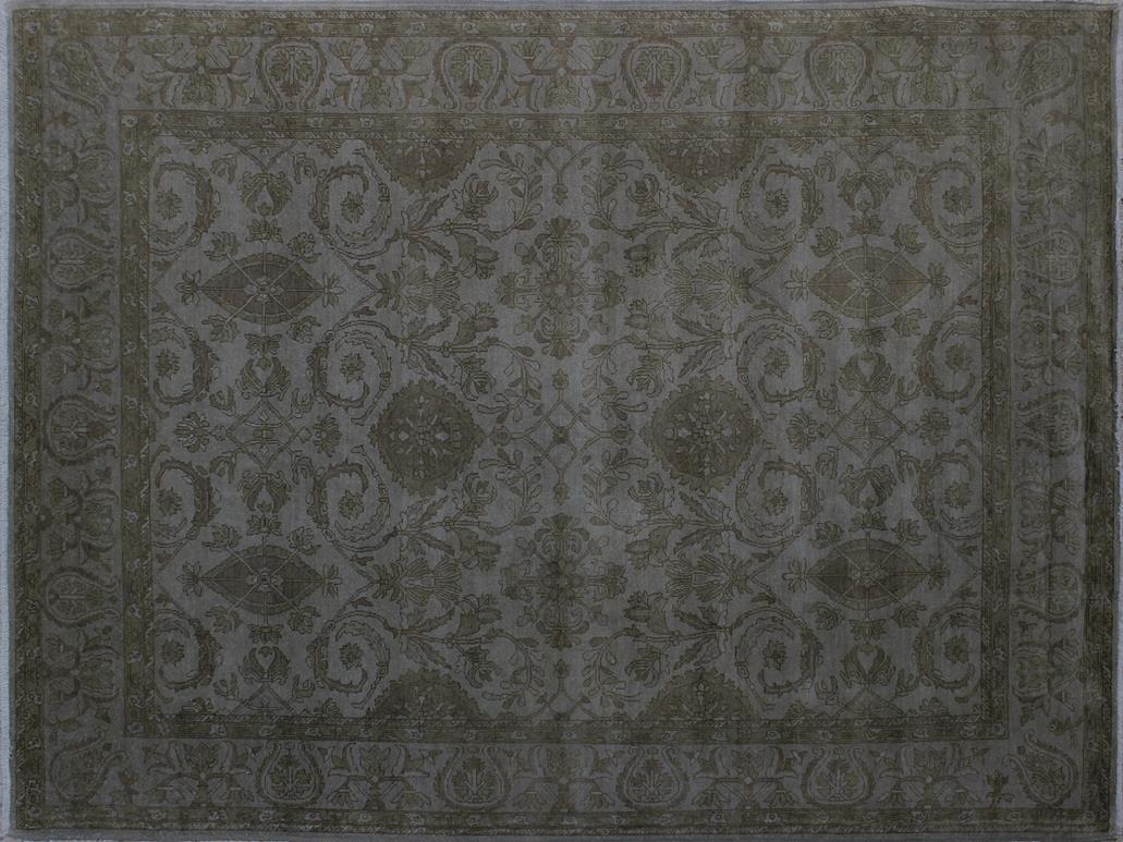 handmade Over Dyed Gray Gray Hand Knotted RECTANGLE 100% WOOL area rug 8x10