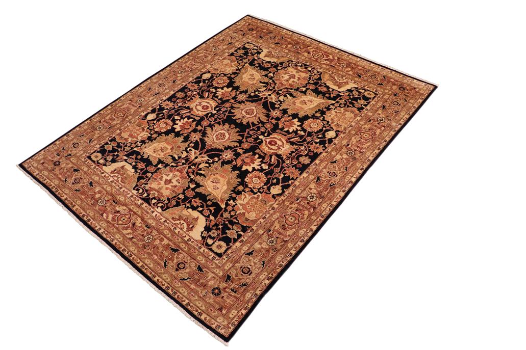 handmade Traditional Kafkaz Chobi Ziegler Blue Brown Hand Knotted RECTANGLE 100% WOOL area rug 8 x 10