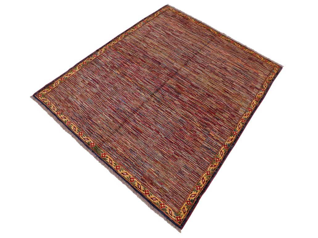 Modern Gabbeh Oralee Blue/Red Wool Rug - 8'1'' x 9'10''