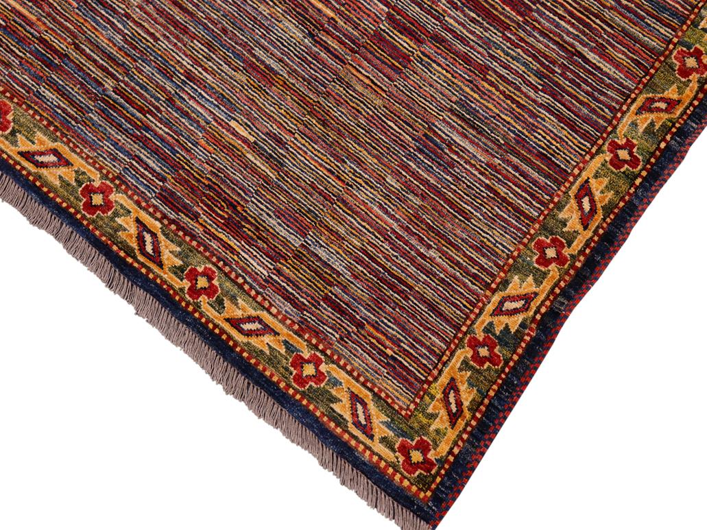 Modern Gabbeh Oralee Blue/Red Wool Rug - 8'1'' x 9'10''