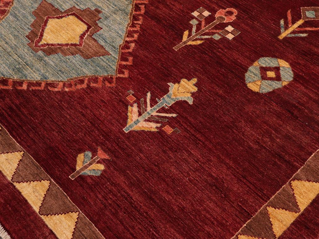 Boho Chic Gabbeh Marisol Red/Blue Wool Rug - 7'8'' x 10'0''