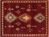 Boho Chic Gabbeh Marisol Red/Blue Wool Rug - 7'8'' x 10'0''