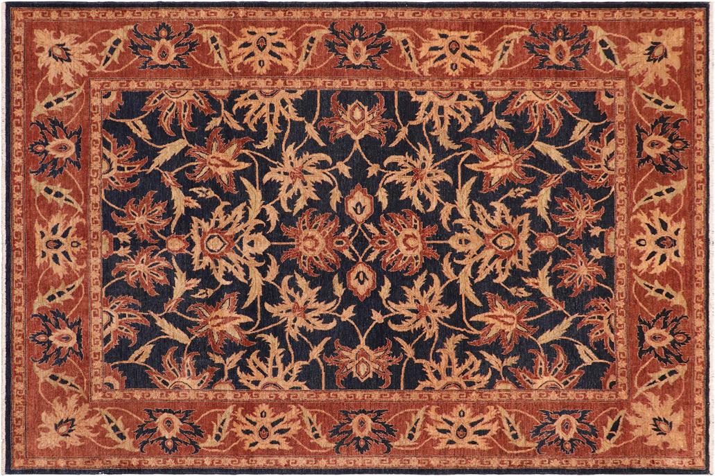 handmade Traditional Kafkaz Chobi Ziegler Blue Rust Hand Knotted RECTANGLE 100% WOOL area rug 8 x 10