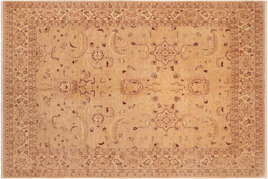 handmade Traditional Kafkaz Chobi Ziegler Tan Beige Hand Knotted RECTANGLE 100% WOOL area rug 8 x 10