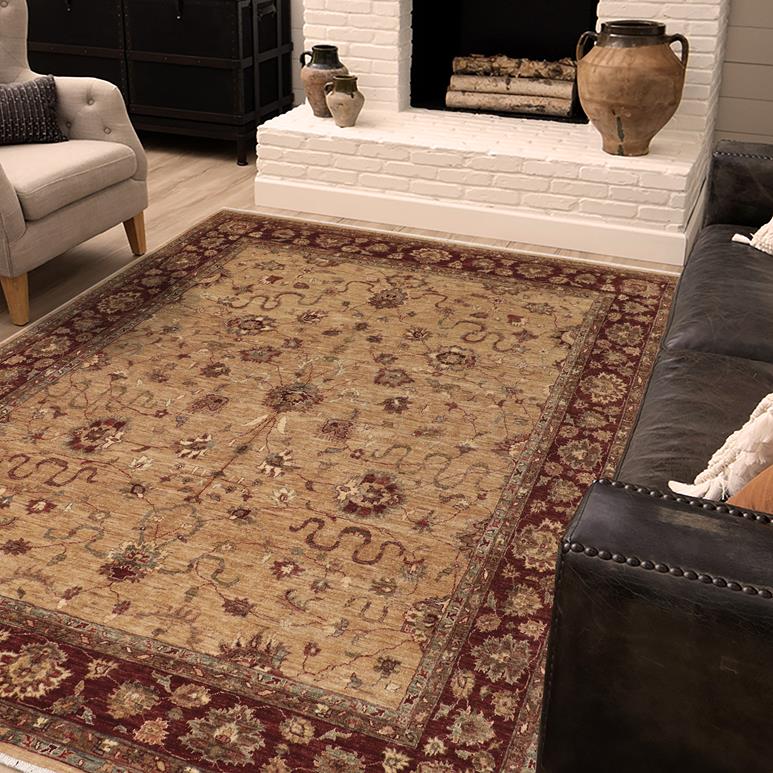 handmade Traditional Kafkaz Chobi Ziegler Tan Brown Hand Knotted RECTANGLE 100% WOOL area rug 8 x 10