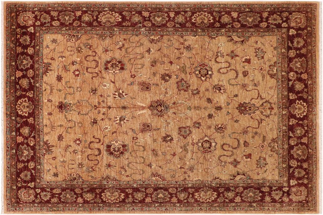handmade Traditional Kafkaz Chobi Ziegler Tan Brown Hand Knotted RECTANGLE 100% WOOL area rug 8 x 10
