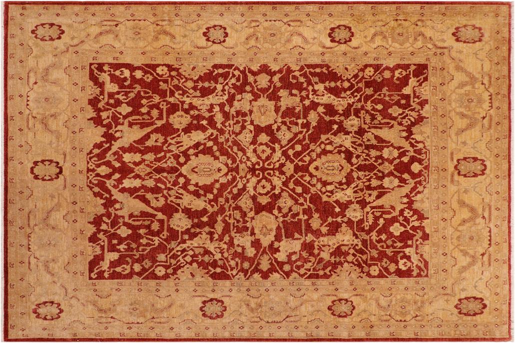 handmade Traditional Kafkaz Chobi Ziegler Rust Tan Hand Knotted RECTANGLE 100% WOOL area rug 8 x 10