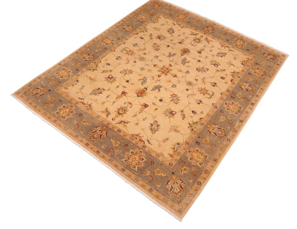 handmade Traditional Kafkaz Chobi Ziegler Beige Gray Hand Knotted RECTANGLE 100% WOOL area rug 8 x 10