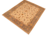 handmade Traditional Kafkaz Chobi Ziegler Beige Gray Hand Knotted RECTANGLE 100% WOOL area rug 8 x 10