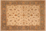 handmade Traditional Kafkaz Chobi Ziegler Beige Gray Hand Knotted RECTANGLE 100% WOOL area rug 8 x 10
