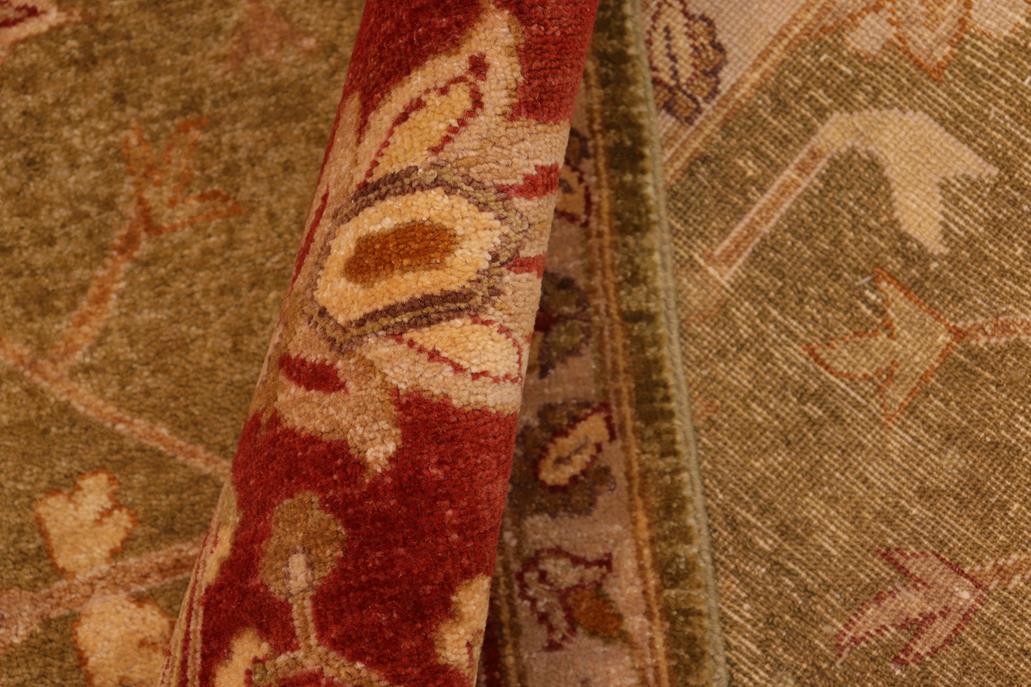 handmade Traditional Kafkaz Chobi Ziegler Olive Green Rust Hand Knotted RECTANGLE 100% WOOL area rug 8 x 10
