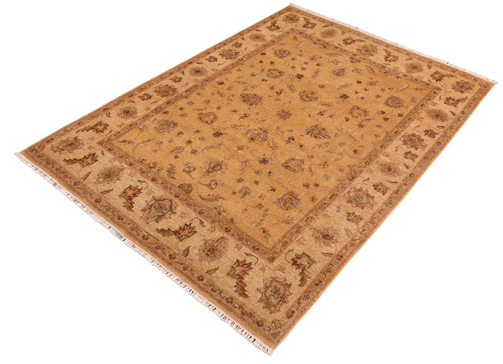 handmade Traditional Kafkaz Chobi Ziegler Gold Beige Hand Knotted RECTANGLE 100% WOOL area rug 8 x 10