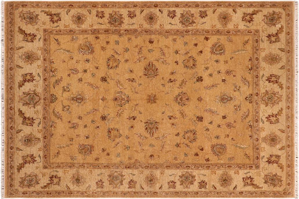 handmade Traditional Kafkaz Chobi Ziegler Gold Beige Hand Knotted RECTANGLE 100% WOOL area rug 8 x 10